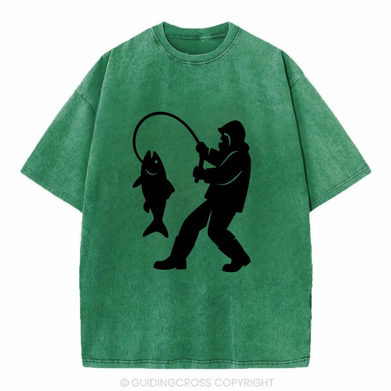 Alaskan fisherman hauling catch - Vintage T-shirt - Forest Mist(Green)