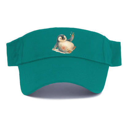 chubby penguin sliding on belly, one flipper up giving attitude - Visor - Forest Mist(Green)