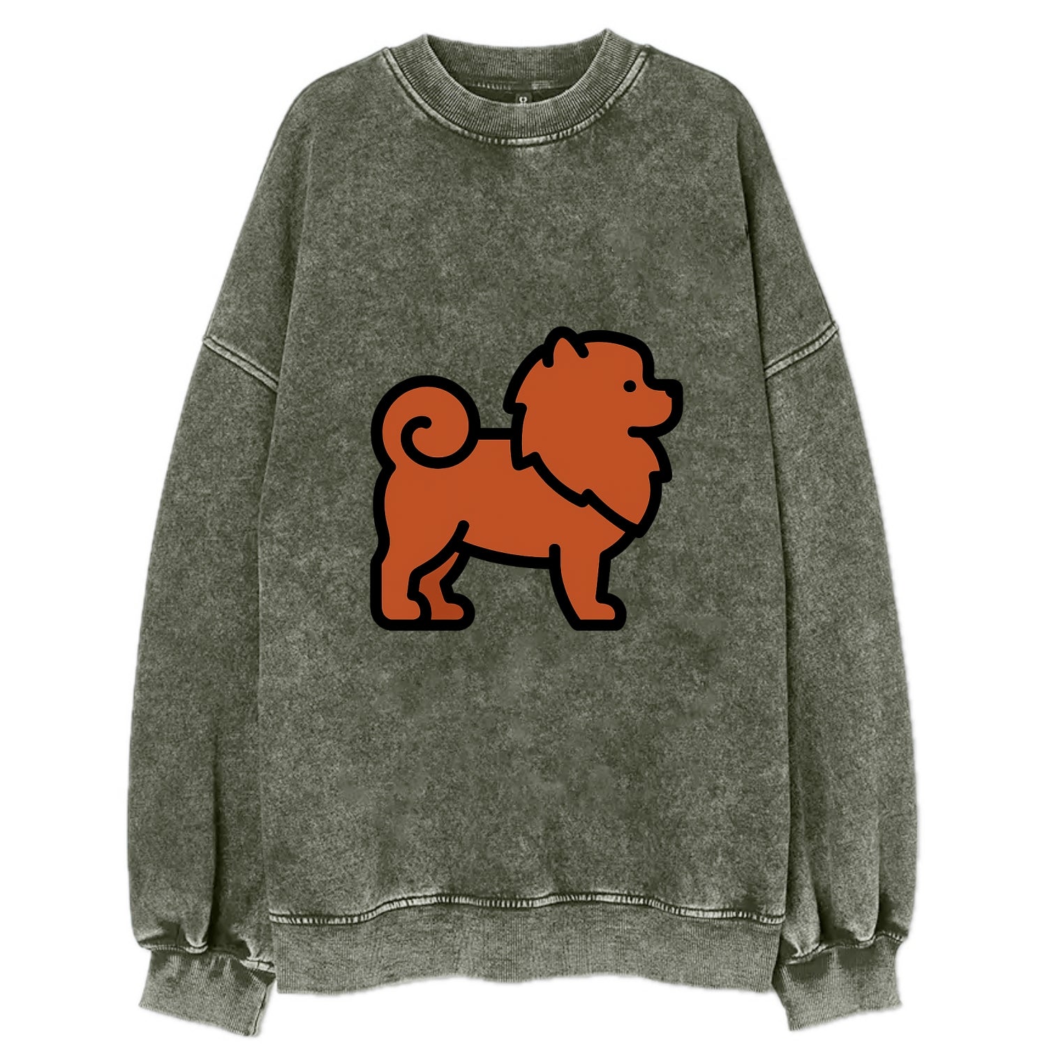 Chow Chow - Red fluffy flat side profile - Vintage Sweatshirt - Forest Mist(Green)