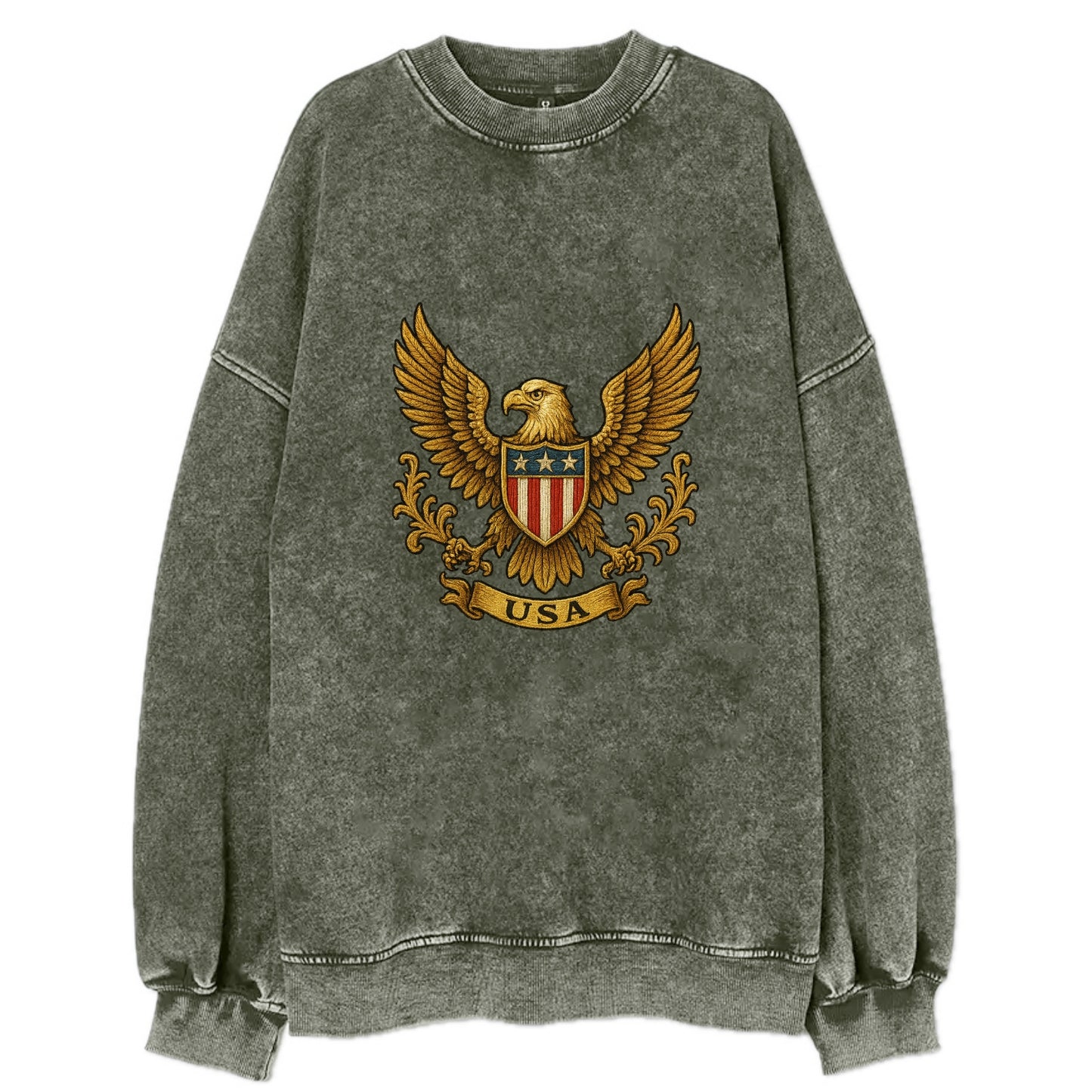 Usa Heritage Eagle 3 - Vintage Sweatshirt - Forest Mist(Green)