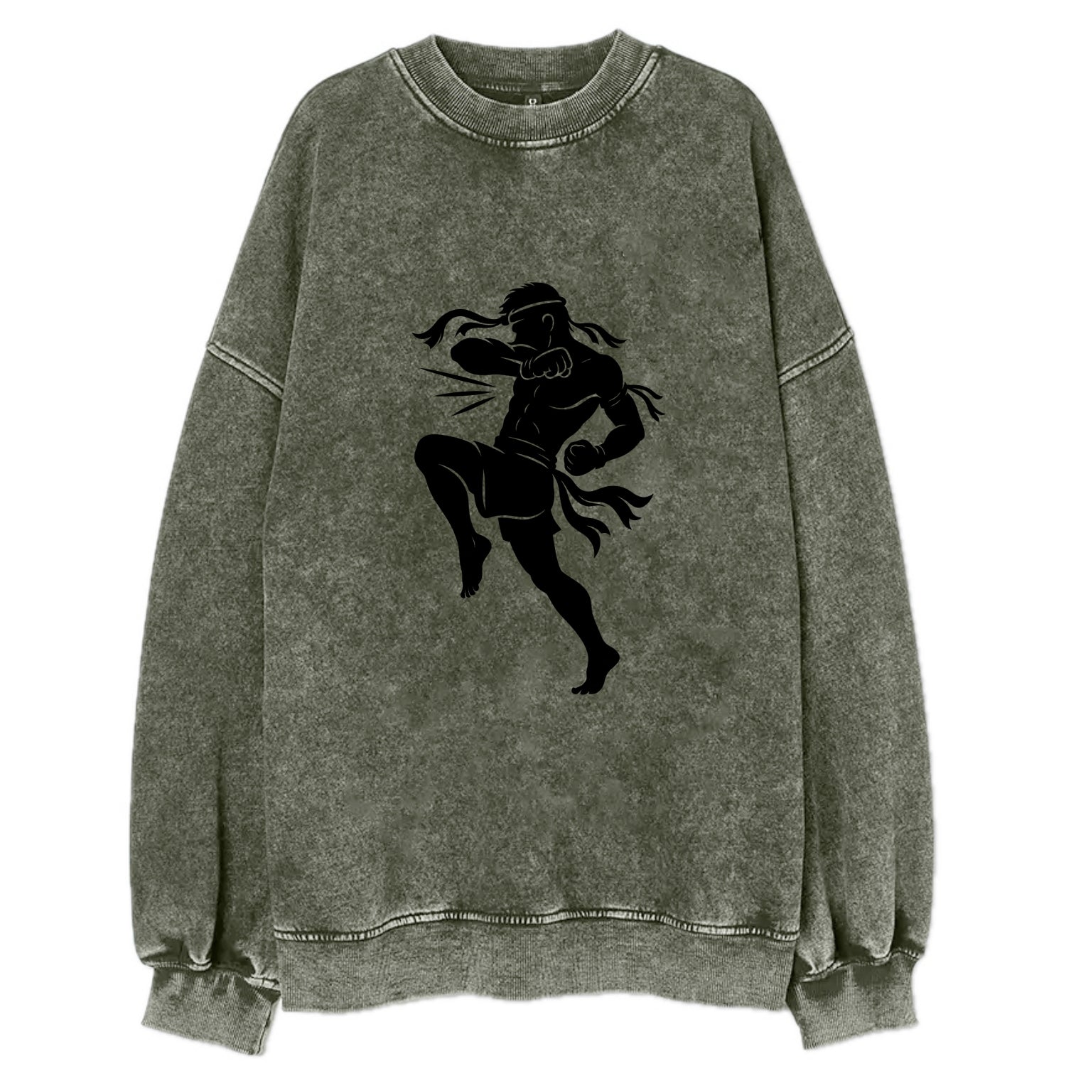 Thai Muay Thai fighter elbow strike - Vintage Sweatshirt - Forest Mist(Green)