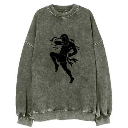 Thai Muay Thai fighter elbow strike - Vintage Sweatshirt - Forest Mist(Green)