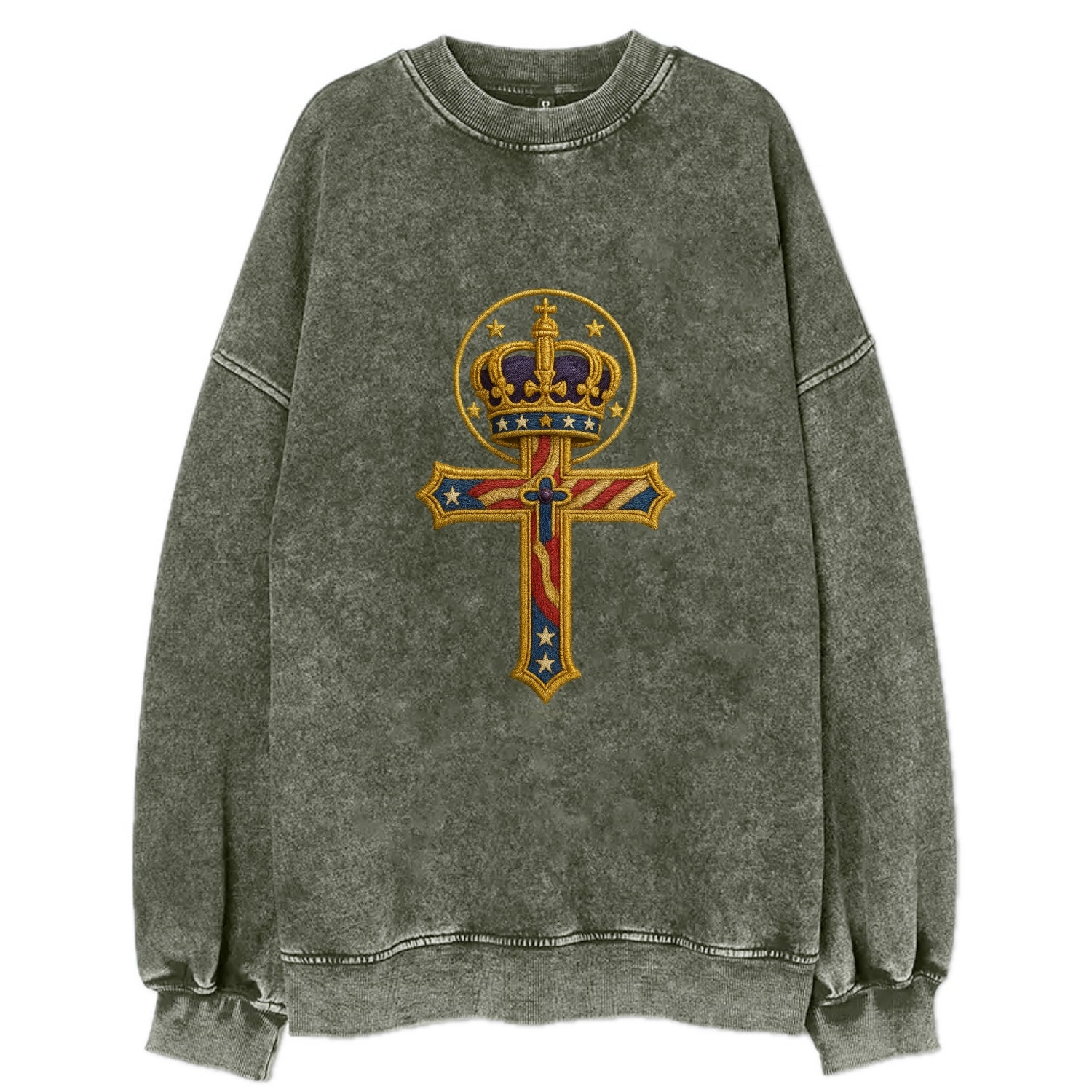 Cross and Crown  - Vintage Sweatshirt - Forest Mist(Green)
