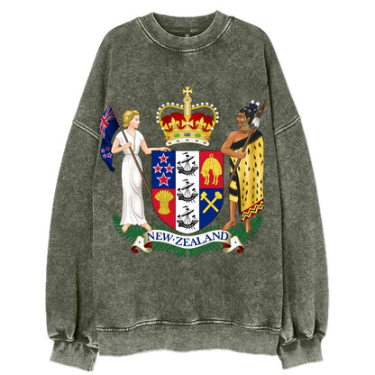 Coat Of Arms Of New Zealand - Vintage Sweatshirt - Forest Mist(Green)