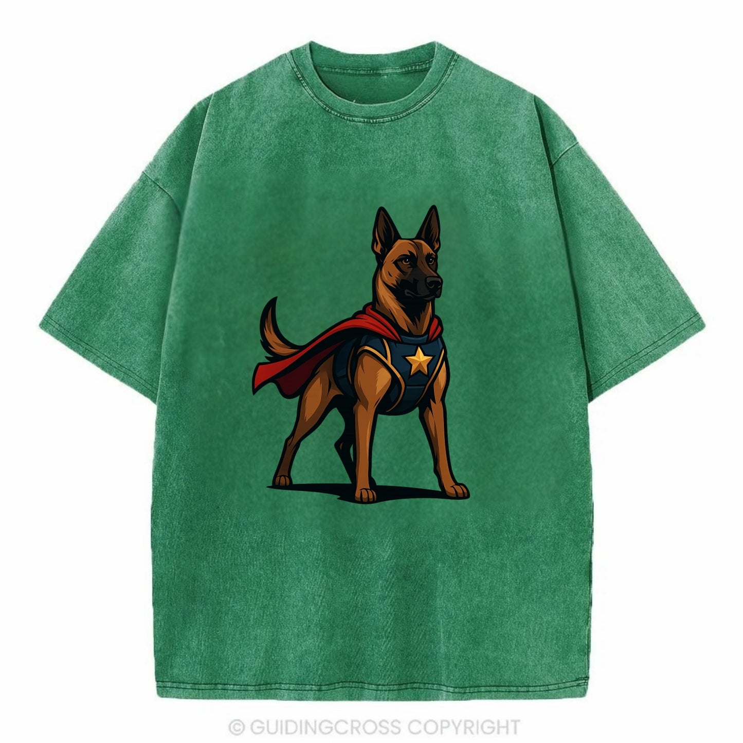 Belgian Malinois Guardian Hero  - Vintage T-shirt - Forest Mist(Green)