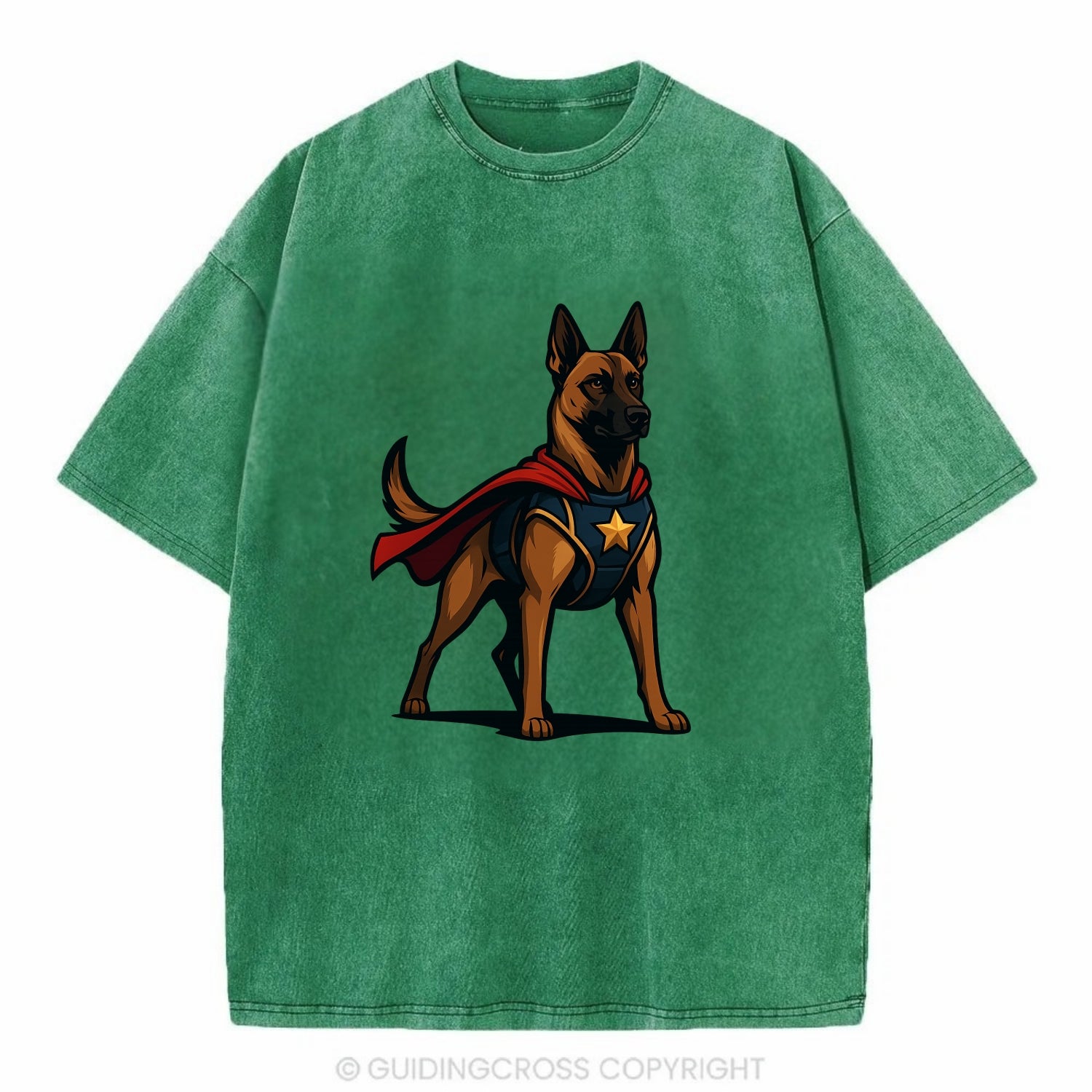 Belgian Malinois Guardian Hero  - Vintage T-shirt - Forest Mist(Green)
