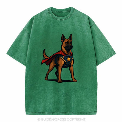 Belgian Malinois Guardian Hero  - Vintage T-shirt - Forest Mist(Green)