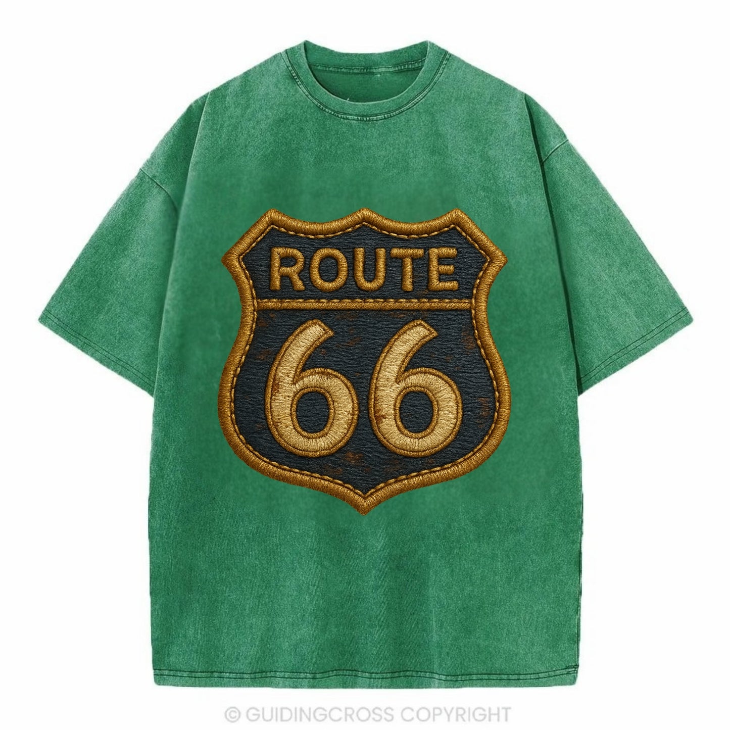 Route 66  - Vintage T-shirt - Forest Mist(Green)