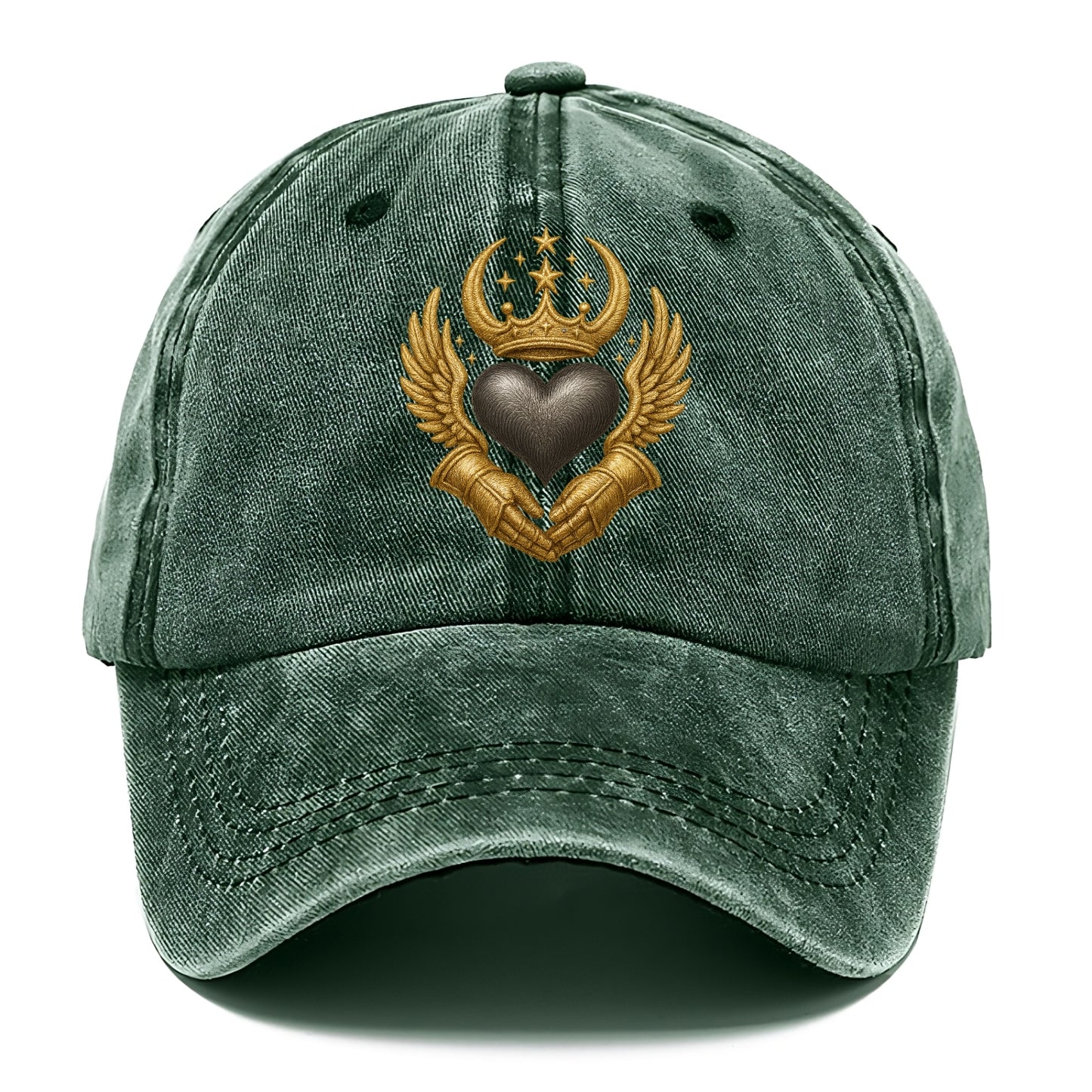Nordic knotwork crown supporting a frosted steel heart with mittened hands - Classic Cap - Forest Mist(Green)