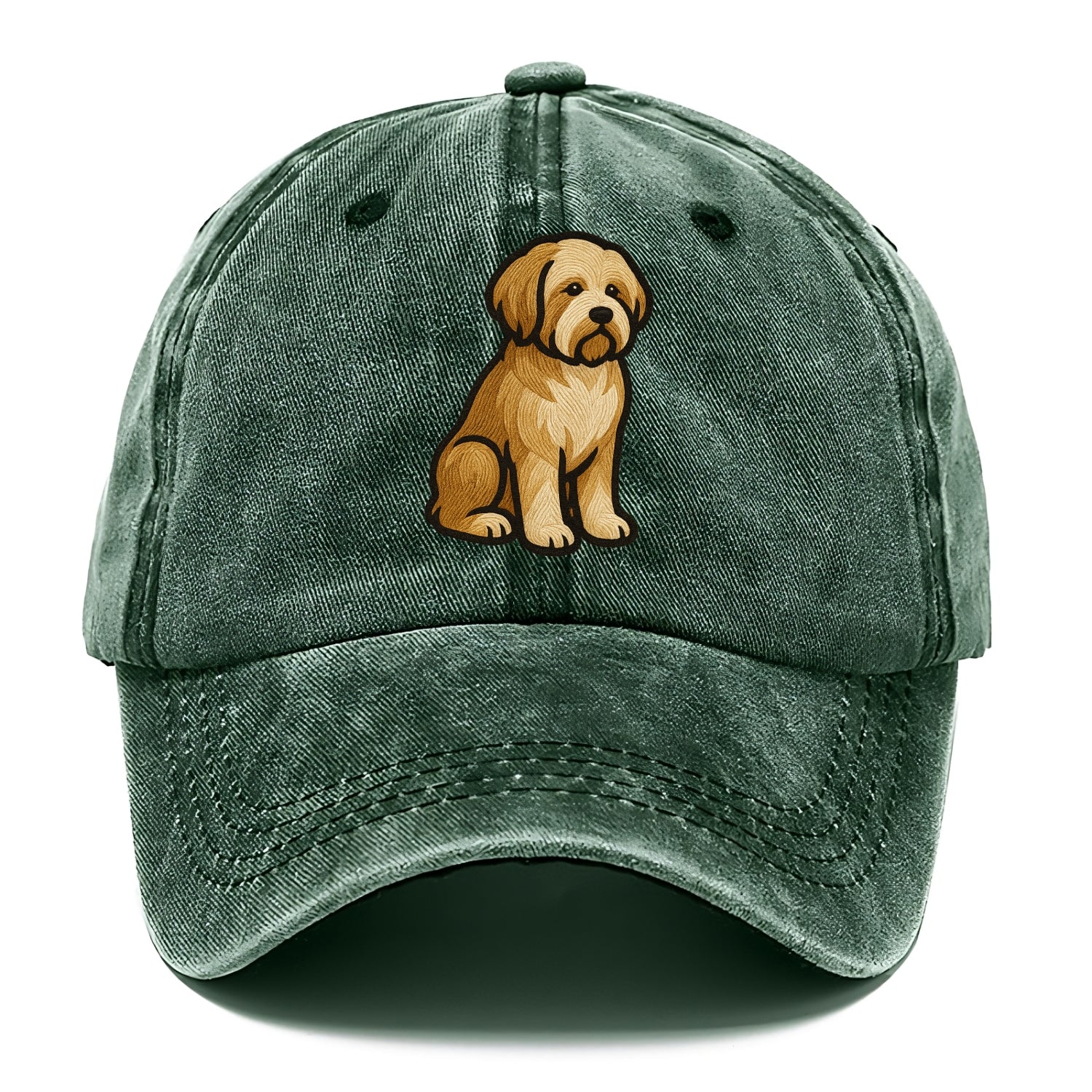 Tibetan Terrier - Gold and white embroidered sitting pose - Classic Cap - Forest Mist(Green)