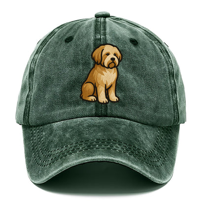 Tibetan Terrier - Gold and white embroidered sitting pose - Classic Cap - Forest Mist(Green)