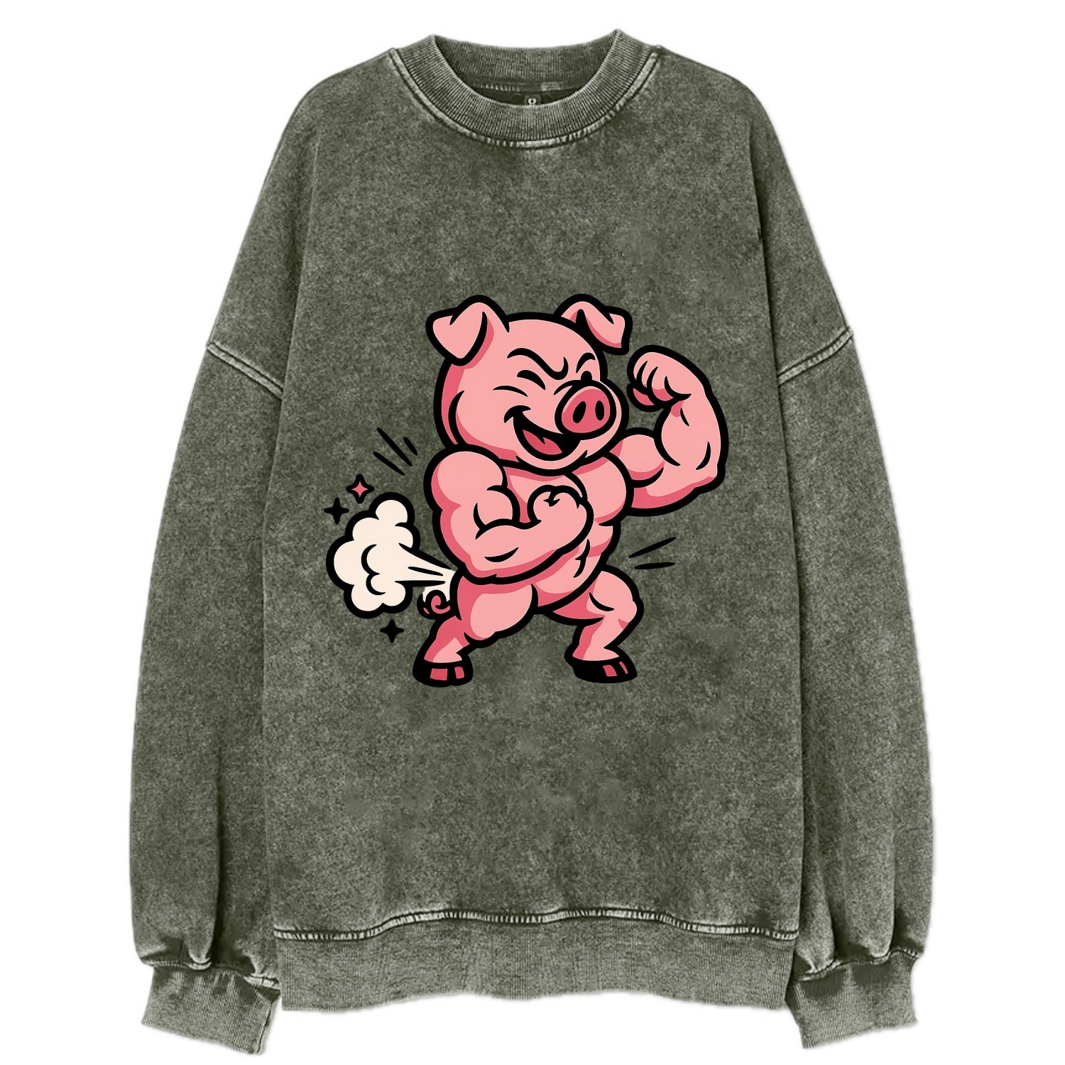 Strong Pig - Vintage Sweatshirt - Forest Mist(Green)