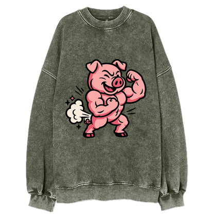 Strong Pig - Vintage Sweatshirt - Forest Mist(Green)