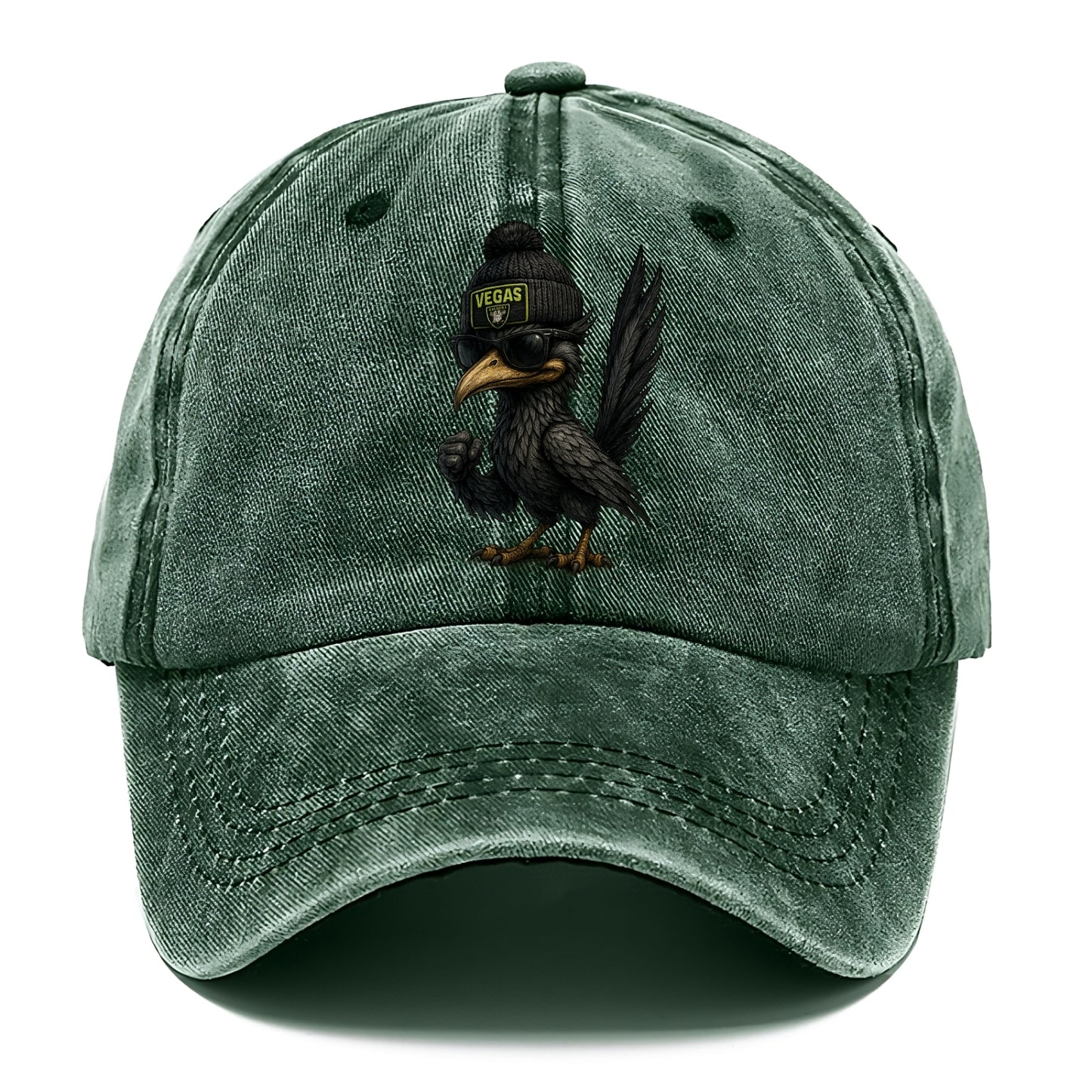 Vegas Roadrunner wearing Raiders beanie with neon patch and wayfarer sunglasses - Classic Cap - Forest Mist(Green)