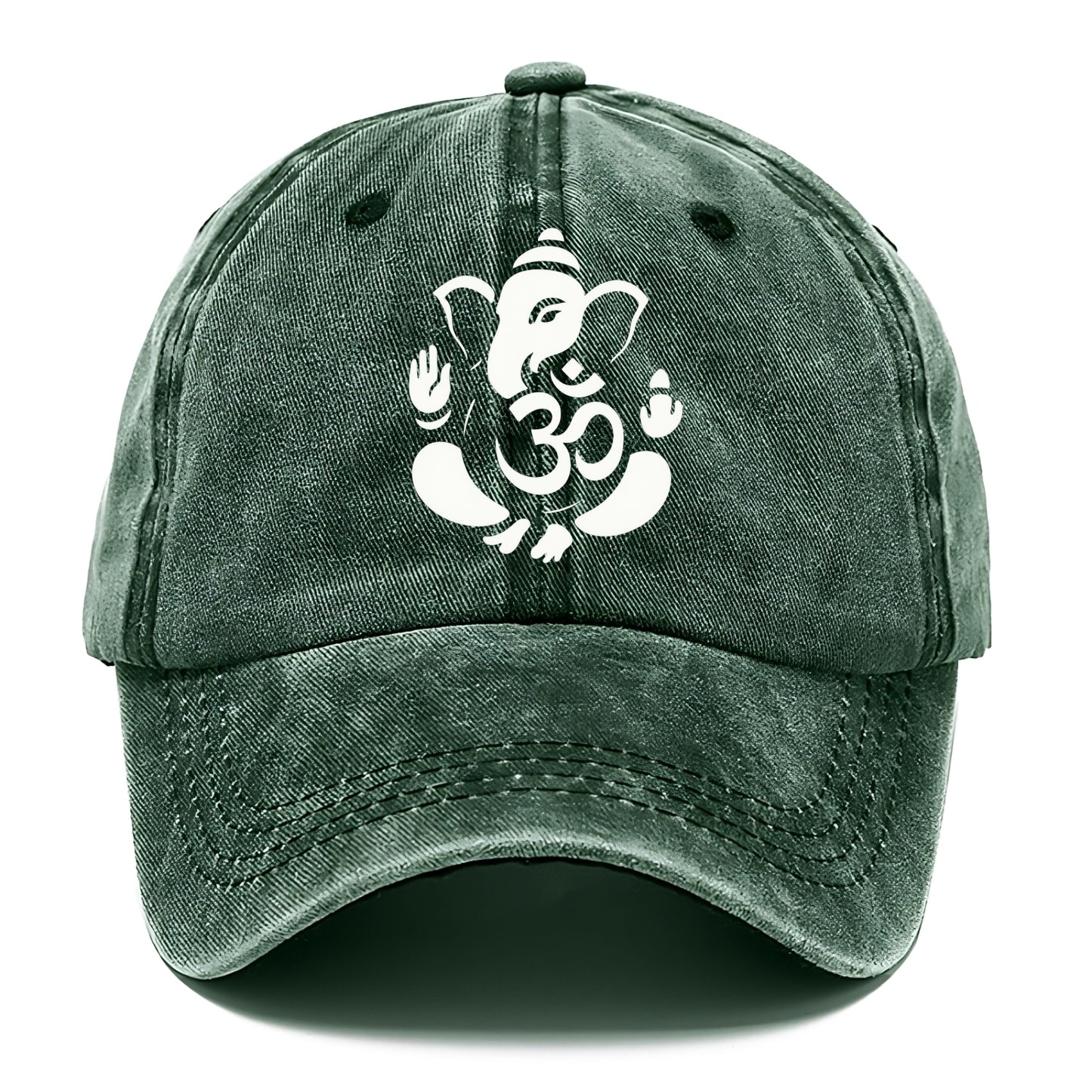 Ganesha elephant silhouette - negative space creates om symbol - Classic Cap - Forest Mist(Green)