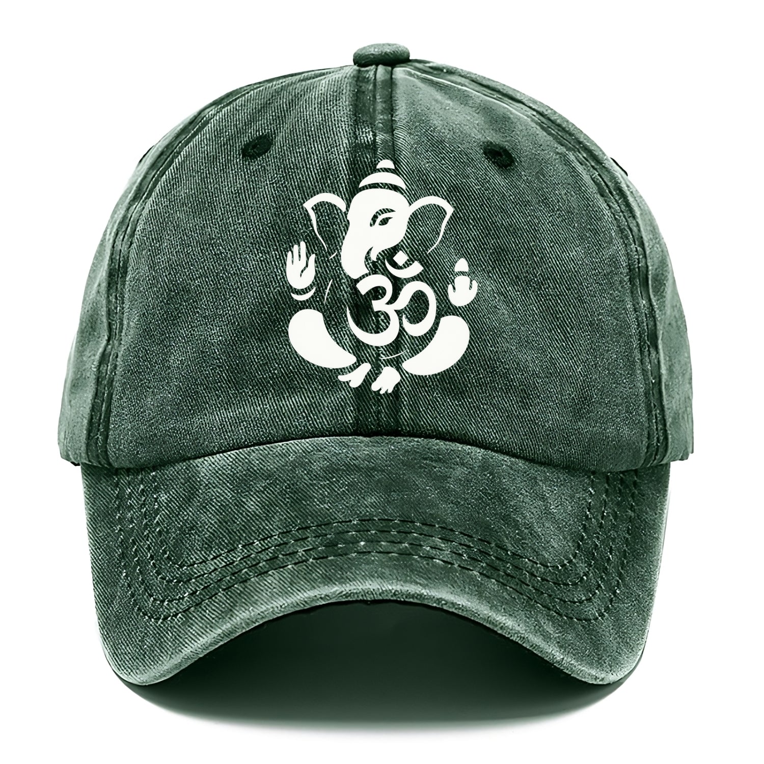 Ganesha elephant silhouette - negative space creates om symbol - Classic Cap - Forest Mist(Green)