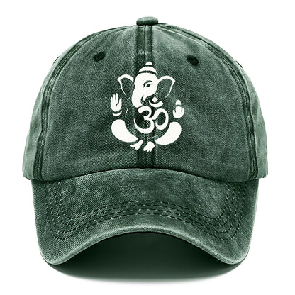 Ganesha elephant silhouette - negative space creates om symbol - Classic Cap - Forest Mist(Green)