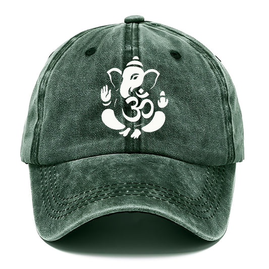 Ganesha elephant silhouette - negative space creates om symbol - Classic Cap - Forest Mist(Green)