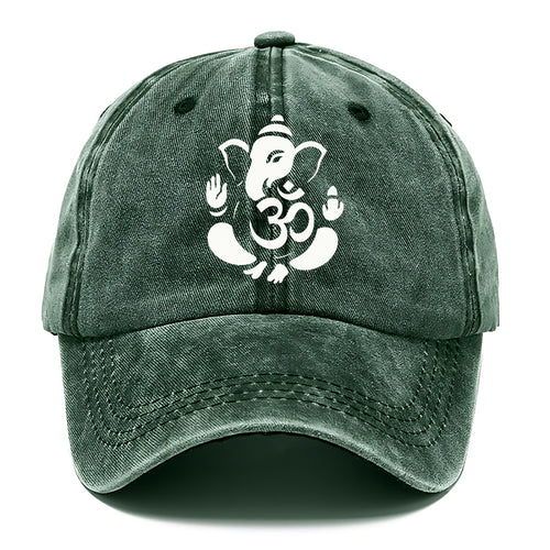 Ganesha elephant silhouette - negative space creates om symbol - Classic Cap