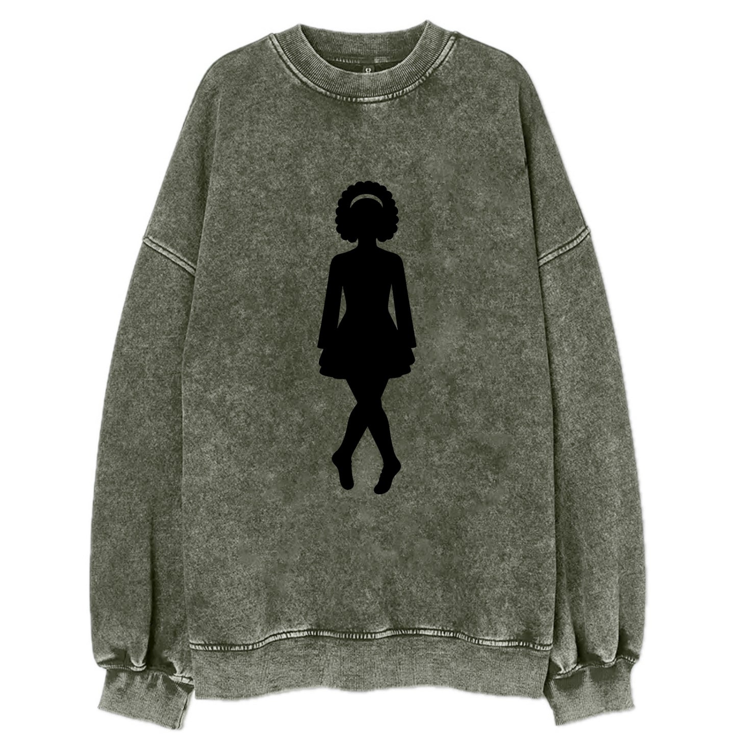 Irish step dancer traditional pose - Vintage Sweatshirt - Forest Mist(Green)