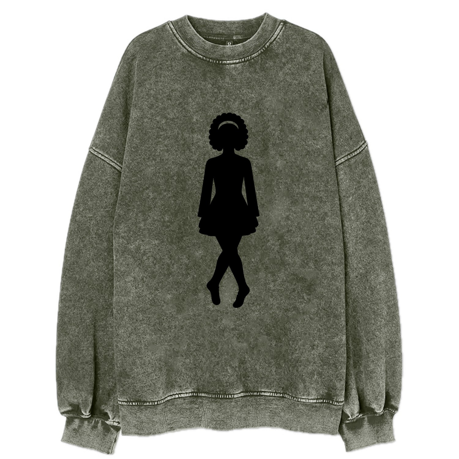 Irish step dancer traditional pose - Vintage Sweatshirt - Forest Mist(Green)