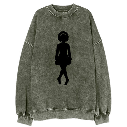 Irish step dancer traditional pose - Vintage Sweatshirt - Forest Mist(Green)