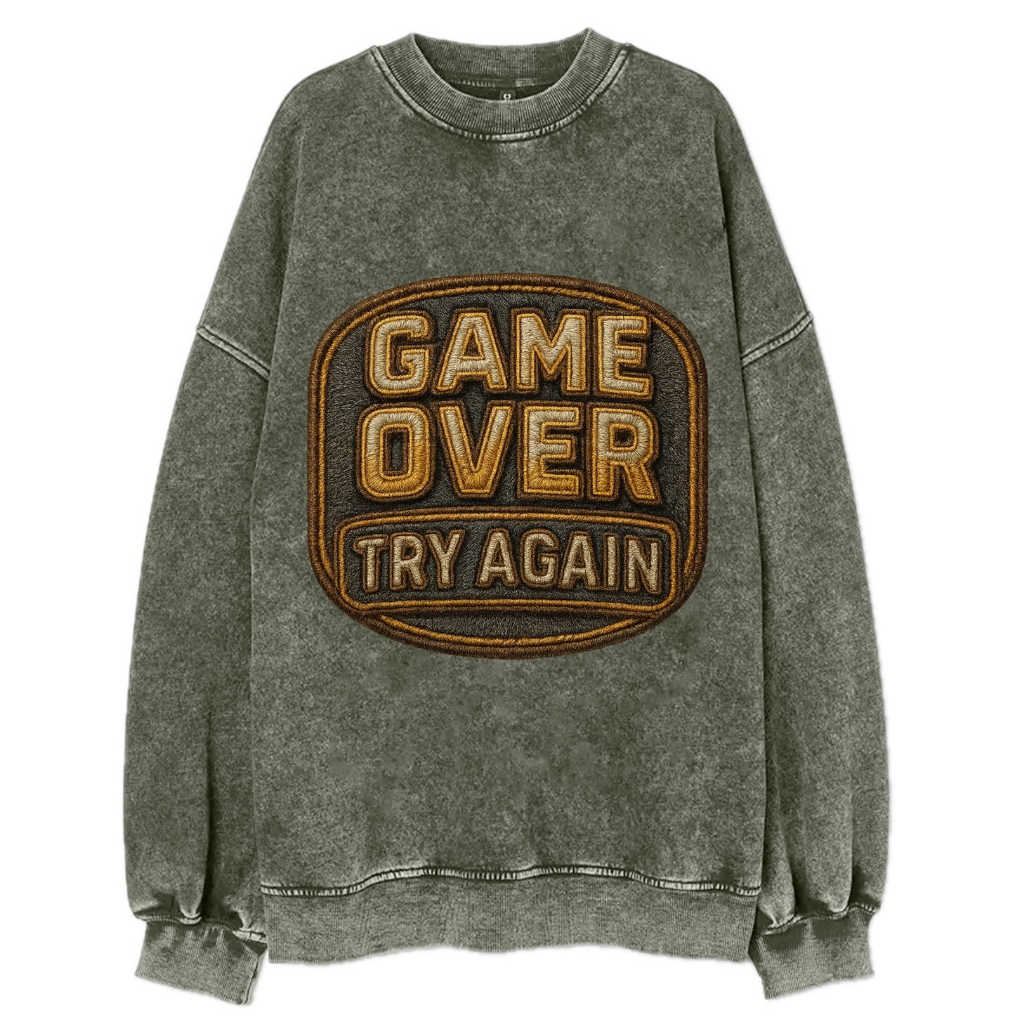 Game Over Try Again  - Vintage Sweatshirt - Forest Mist(Green)