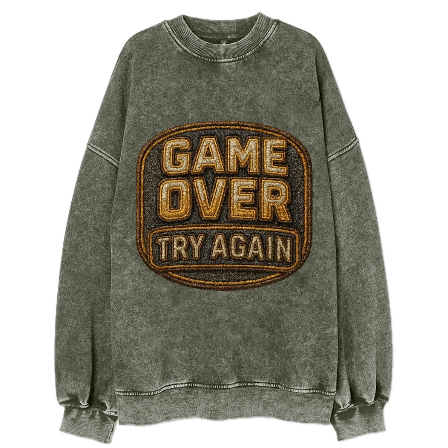 Game Over Try Again  - Vintage Sweatshirt - Forest Mist(Green)