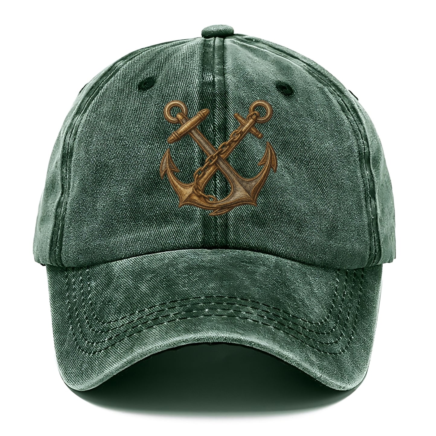 Crossed Anchors  - Classic Cap - Forest Mist(Green)