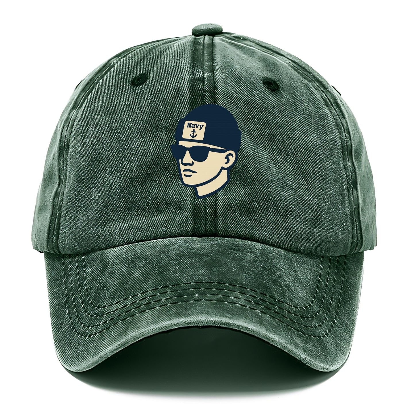 Annapolis Midshipman wearing Navy beanie with anchor patch - Classic Cap - Forest Mist(Green)