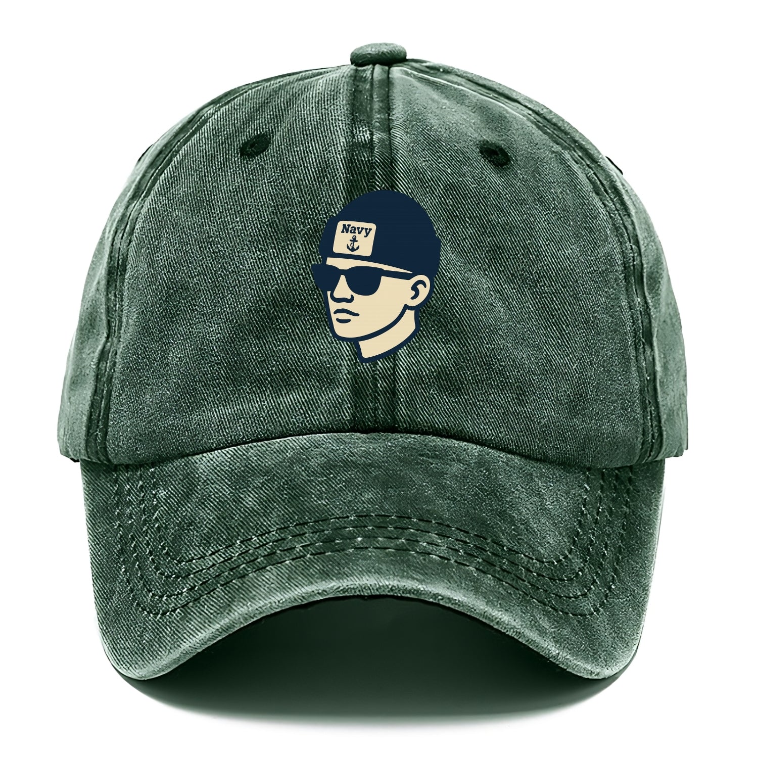 Annapolis Midshipman wearing Navy beanie with anchor patch - Classic Cap - Forest Mist(Green)