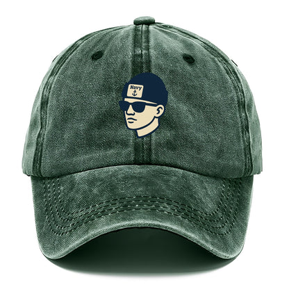 Annapolis Midshipman wearing Navy beanie with anchor patch - Classic Cap - Forest Mist(Green)