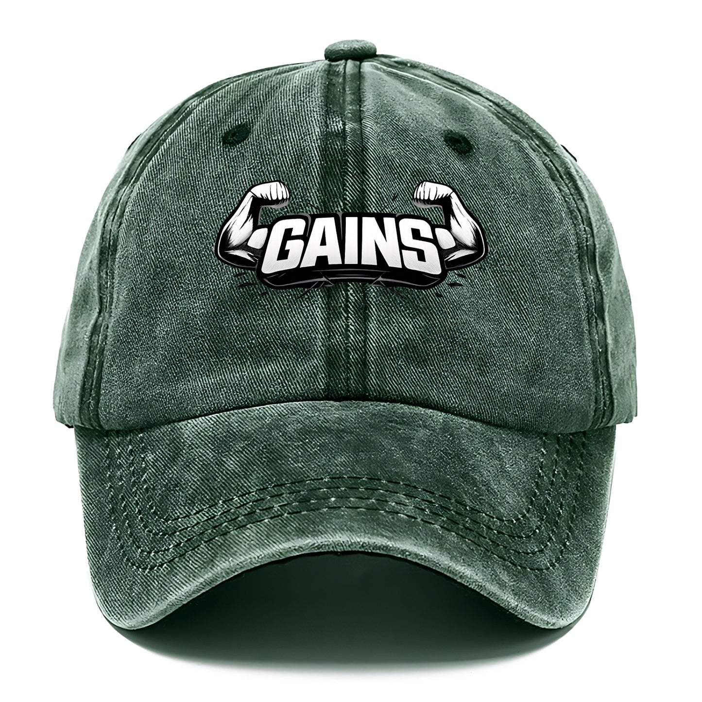 Bold typography design - "GAINS" - muscle growth, progress visible - Classic Cap - Forest Mist(Green)
