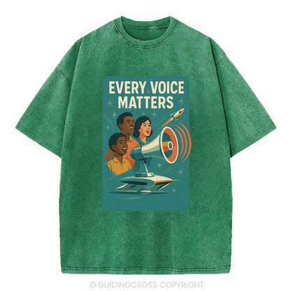 Diverse voices being heard and amplified - "Every Voice Matters" - inclusive - Vintage T-shirt - Forest Mist(Green)