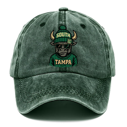 Tampa Bull wearing South Florida beanie with USF patch - Classic Cap - Forest Mist(Green)