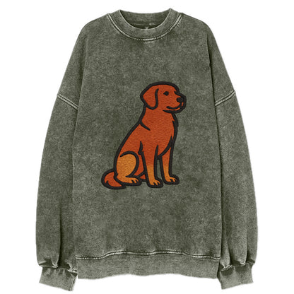 Nova Scotia Duck Tolling Retriever - Red embroidered pose - Vintage Sweatshirt - Forest Mist(Green)
