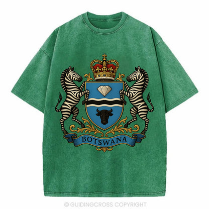 Botswana Heritage Badge  - Vintage T-shirt - Forest Mist(Green)