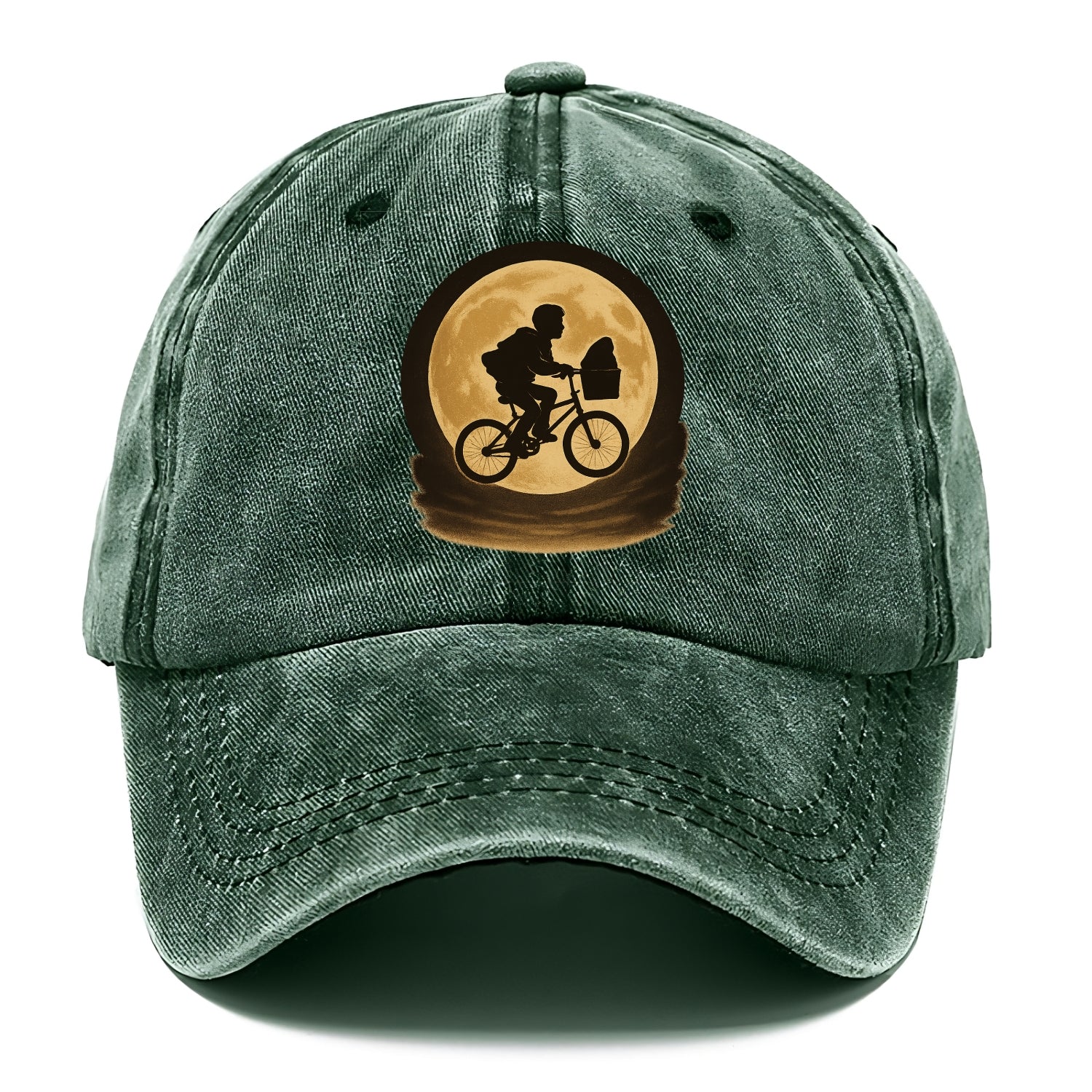 boy with bicycle flying across full moon with silhouette - Classic Cap - Forest Mist(Green)