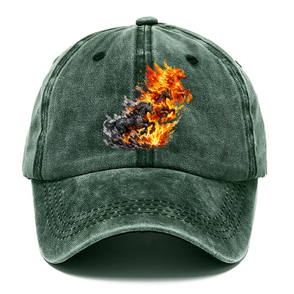 INFERNO STALLION | Horse made entirely of living flames | Blazing mane and tail | - Classic Cap - Forest Mist(Green)