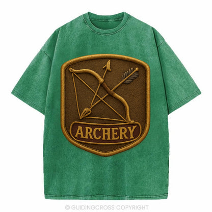 Bow and arrow crossed - archery enthusiast - Vintage T-shirt - Forest Mist(Green)