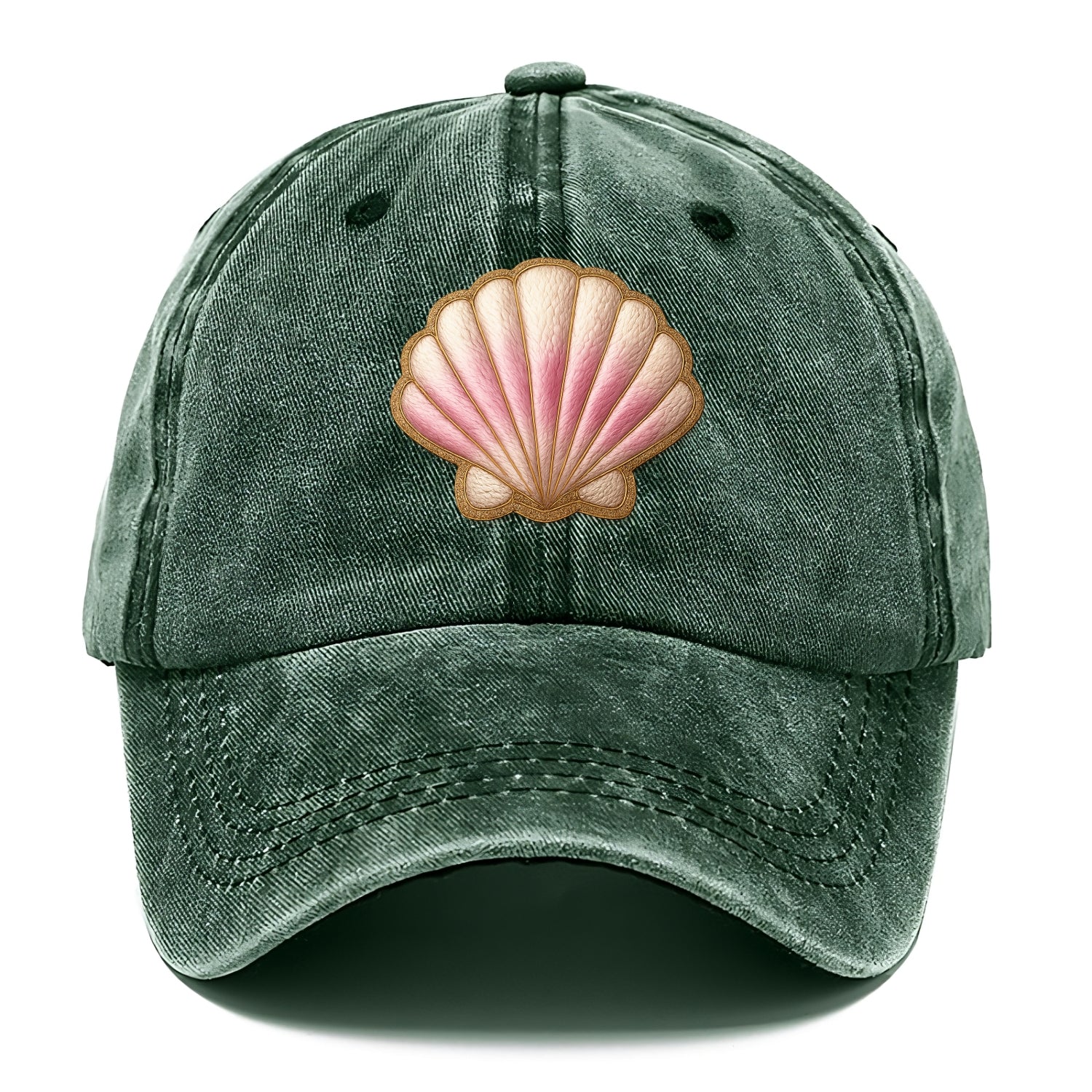 SEASHELL SCALLOP - scallop shell in cream and pink , beach - Classic Cap - Forest Mist(Green)