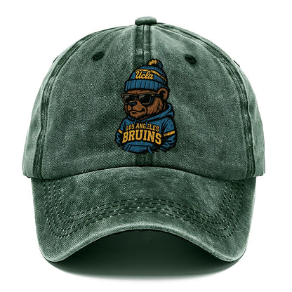 Los Angeles Bruin wearing UCLA beanie with script patch - Classic Cap - Forest Mist(Green)