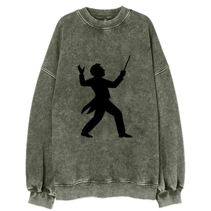 Conductor leading orchestra passionately - Vintage Sweatshirt - Forest Mist(Green)