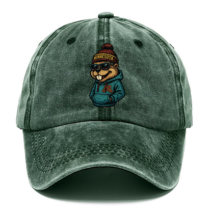Minneapolis Gopher wearing Minnesota beanie with M patch - Classic Cap - Forest Mist(Green)