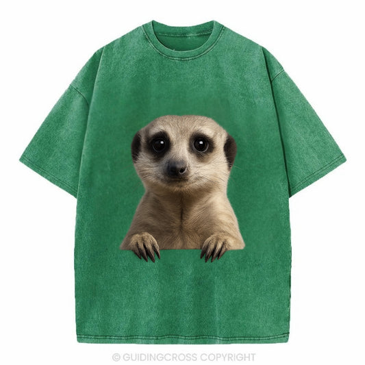 Meerkat  - Vintage T-shirt - Forest Mist(Green)