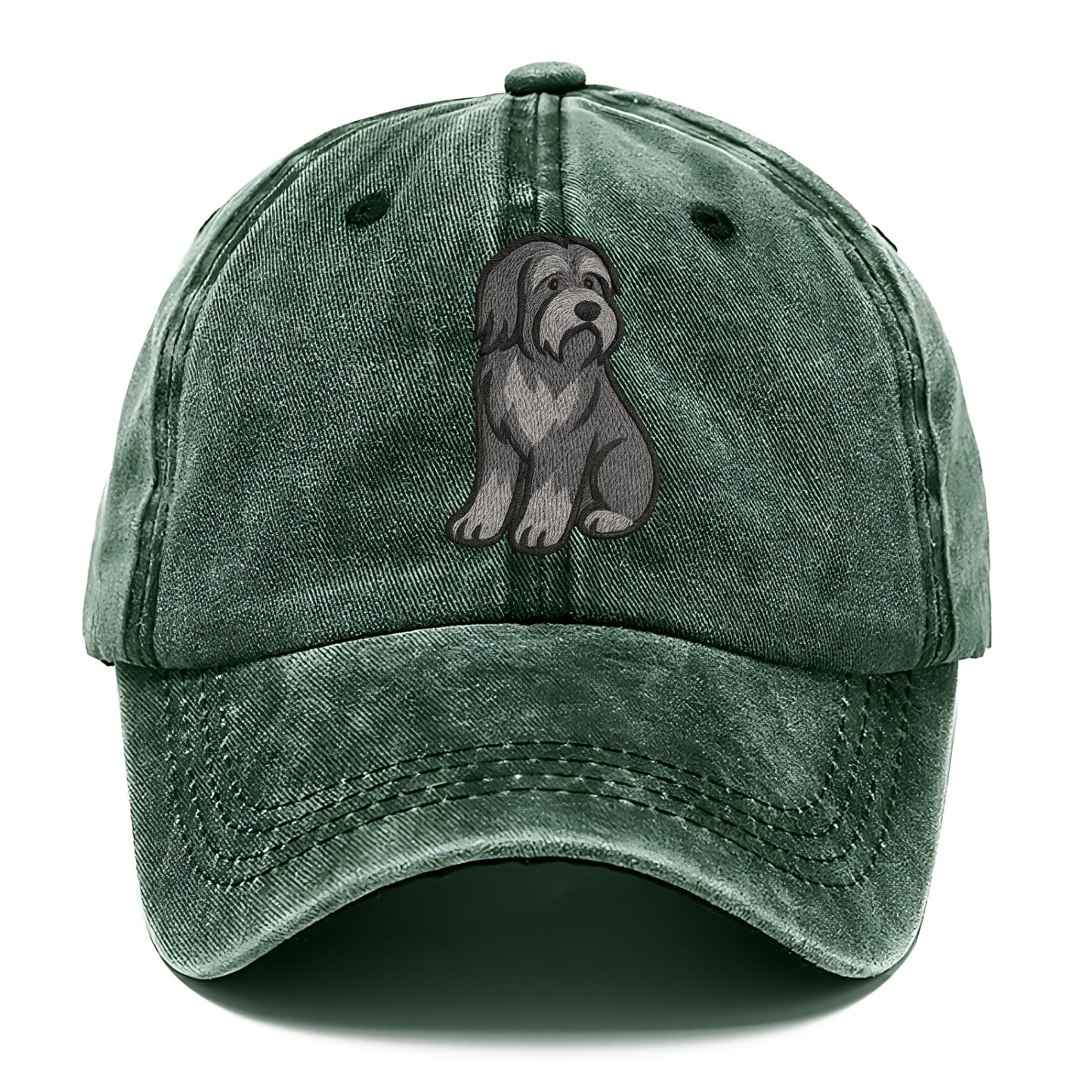 Bearded Collie - Gray shaggy coat embroidered pose - Classic Cap - Forest Mist(Green)