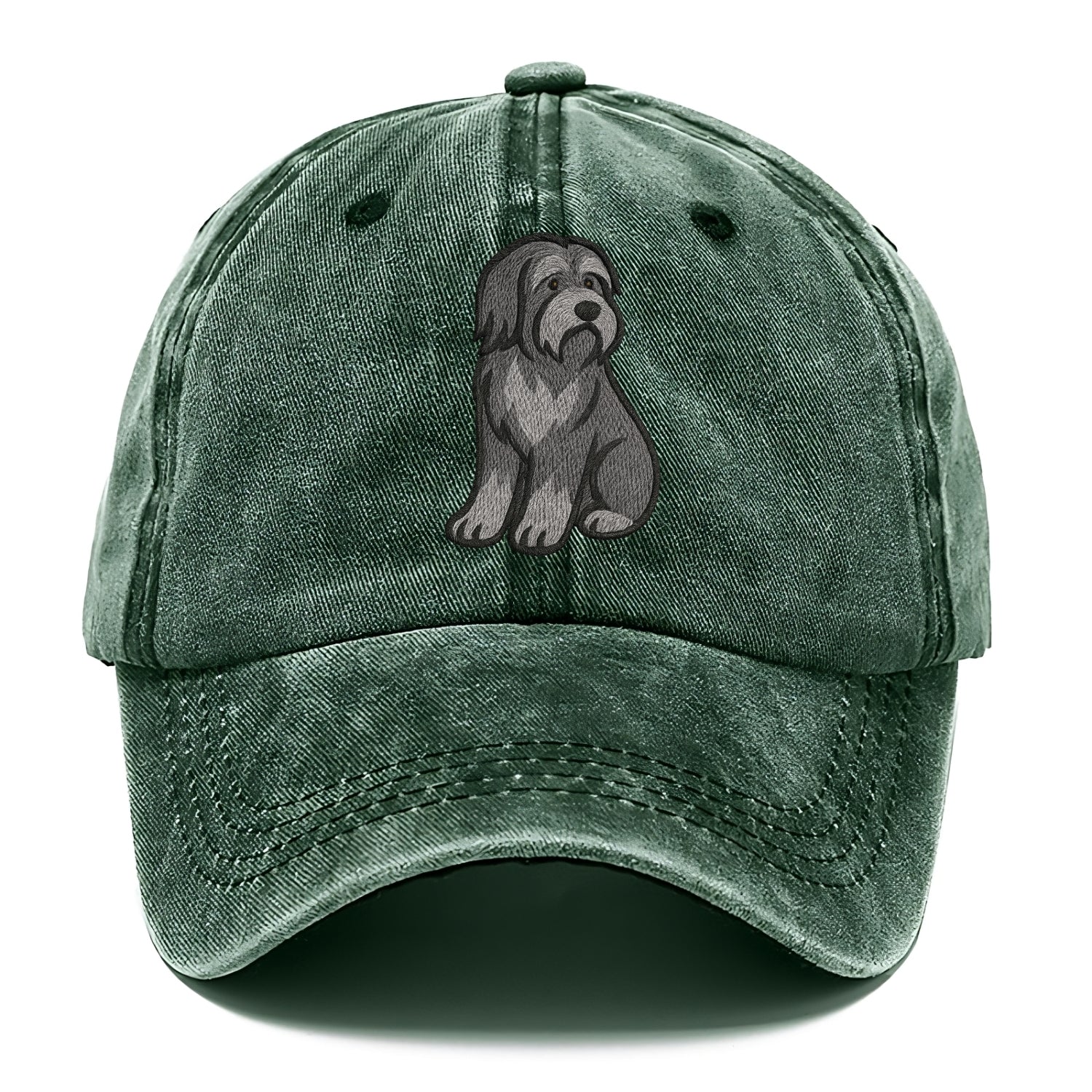 Bearded Collie - Gray shaggy coat embroidered pose - Classic Cap - Forest Mist(Green)