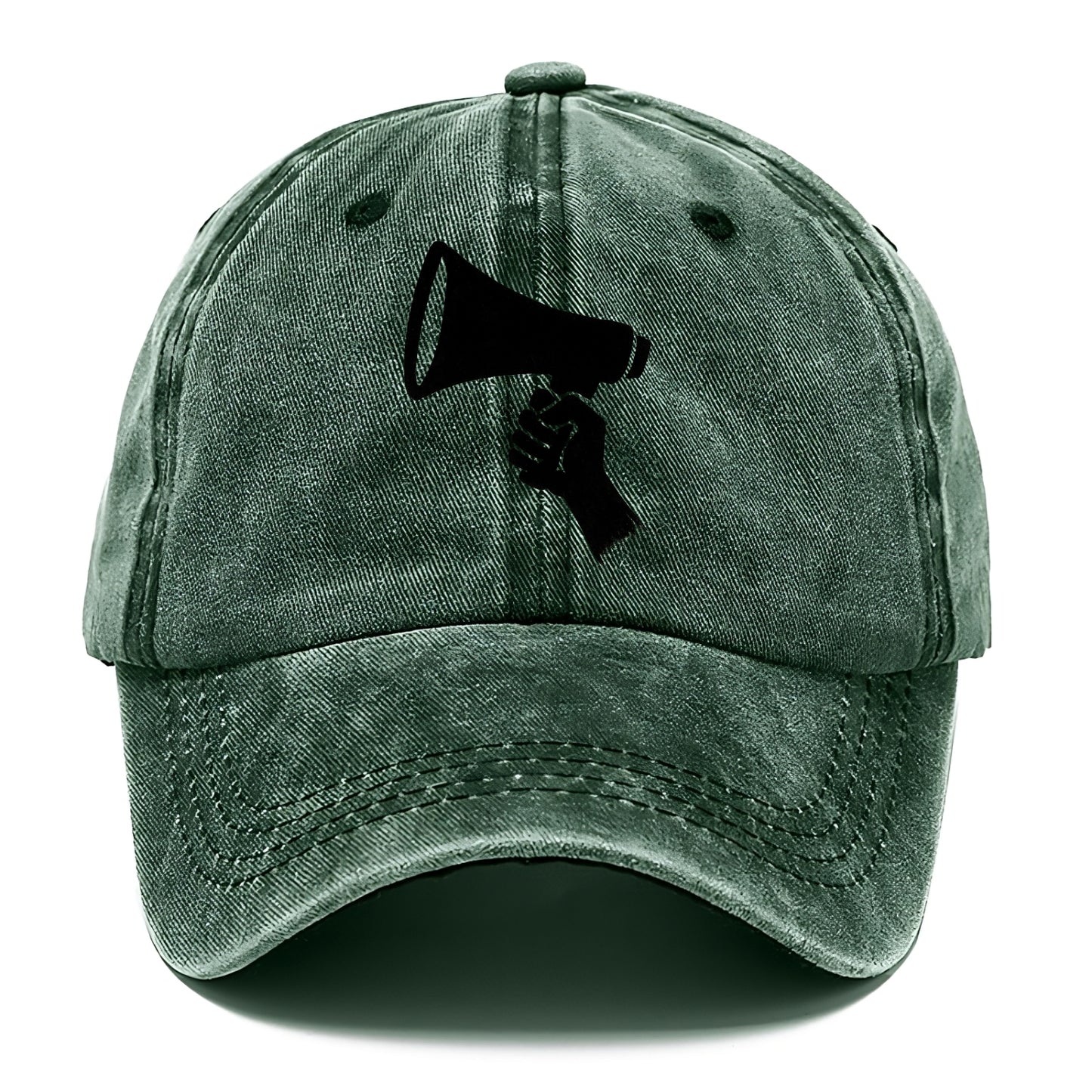 Megaphone silhouette - voice and protest ink brushwork - Classic Cap - Forest Mist(Green)