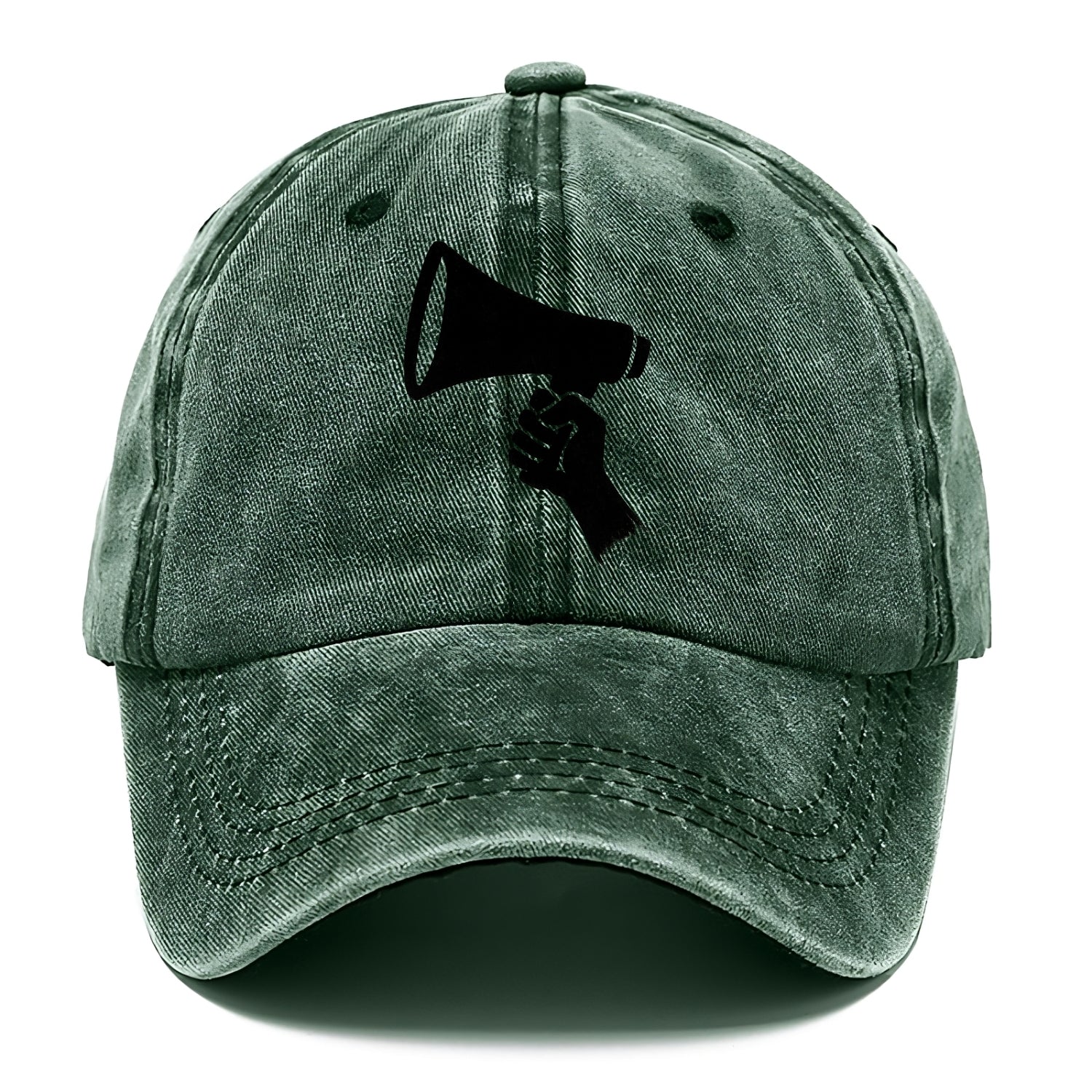 Megaphone silhouette - voice and protest ink brushwork - Classic Cap - Forest Mist(Green)