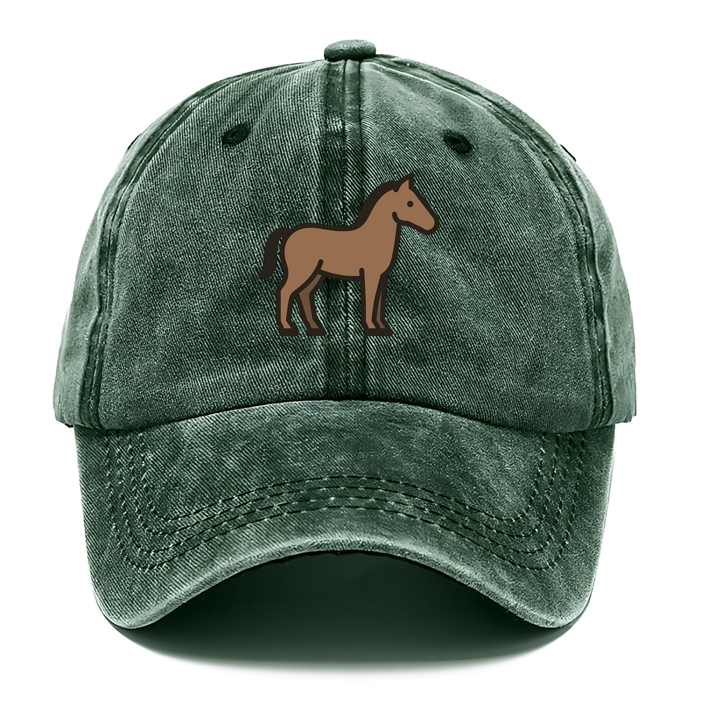Horse - Brown standing pose flat side profile - Classic Cap - Forest Mist(Green)